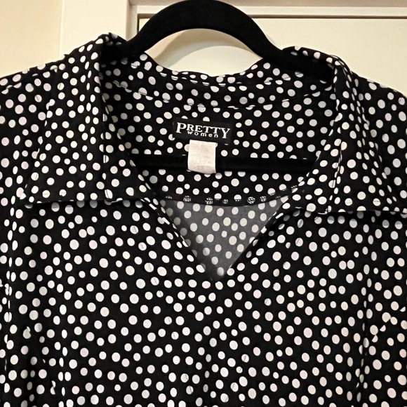 Stretchy polka dot collared dress, size 3X - Picture 3 of 4